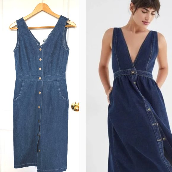 Mo.vint NY Denim Fitted Button Down Dress - Picture 9 of 12